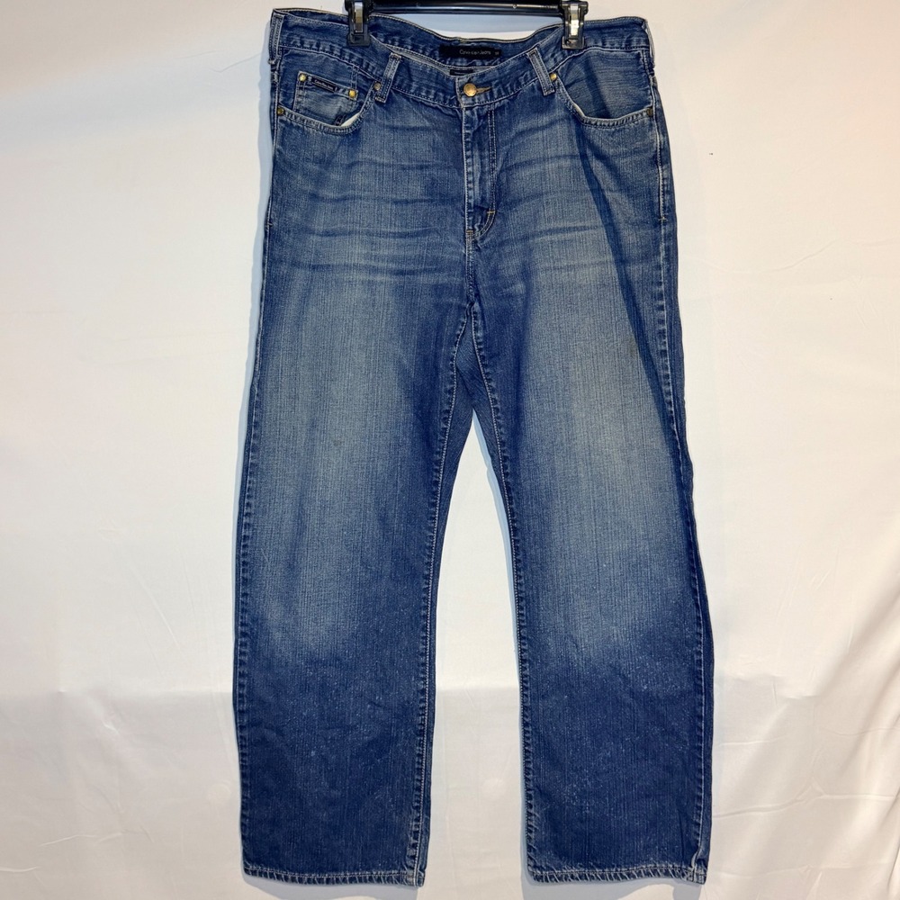 Calvin Klein Jeans Mens 38 Blue Medium Wash Straight Leg Denim Pants